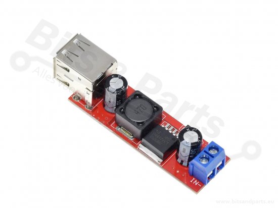 Buck converter Step Down 5V Uin:6-40V Uout:5V 3A with 2 USB connectors